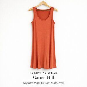 Garnet Hill Organic Pima Cotton Tank Dress Burnt Orange Scoop Neck M